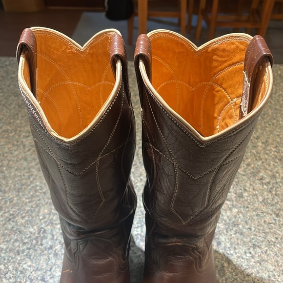 Nocona Boots Justin Western cowgirl leather brown pull on Boot size 6 1/2 - Picture 3 of 13